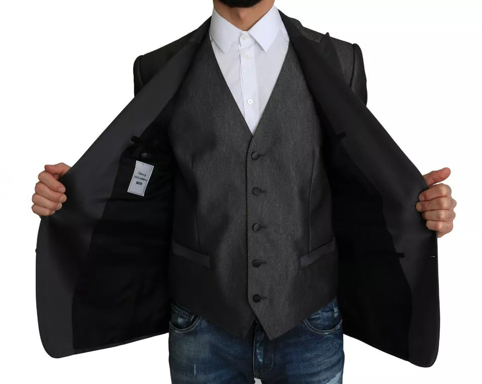 Dolce & Gabbana Grauer MARTINI 2 Stück Weste Mantel Blazer
