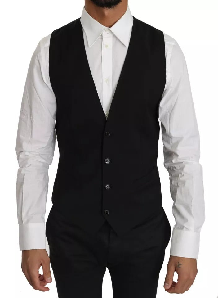Dolce & Gabbana Schwarze Logo-Weste aus Wolle
