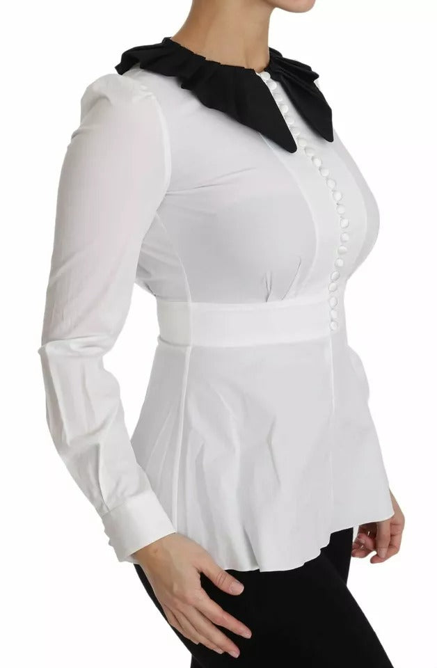 Dolce & Gabbana Schwarz Weiß Dekorative Knöpfe Tops Shirt Bluse