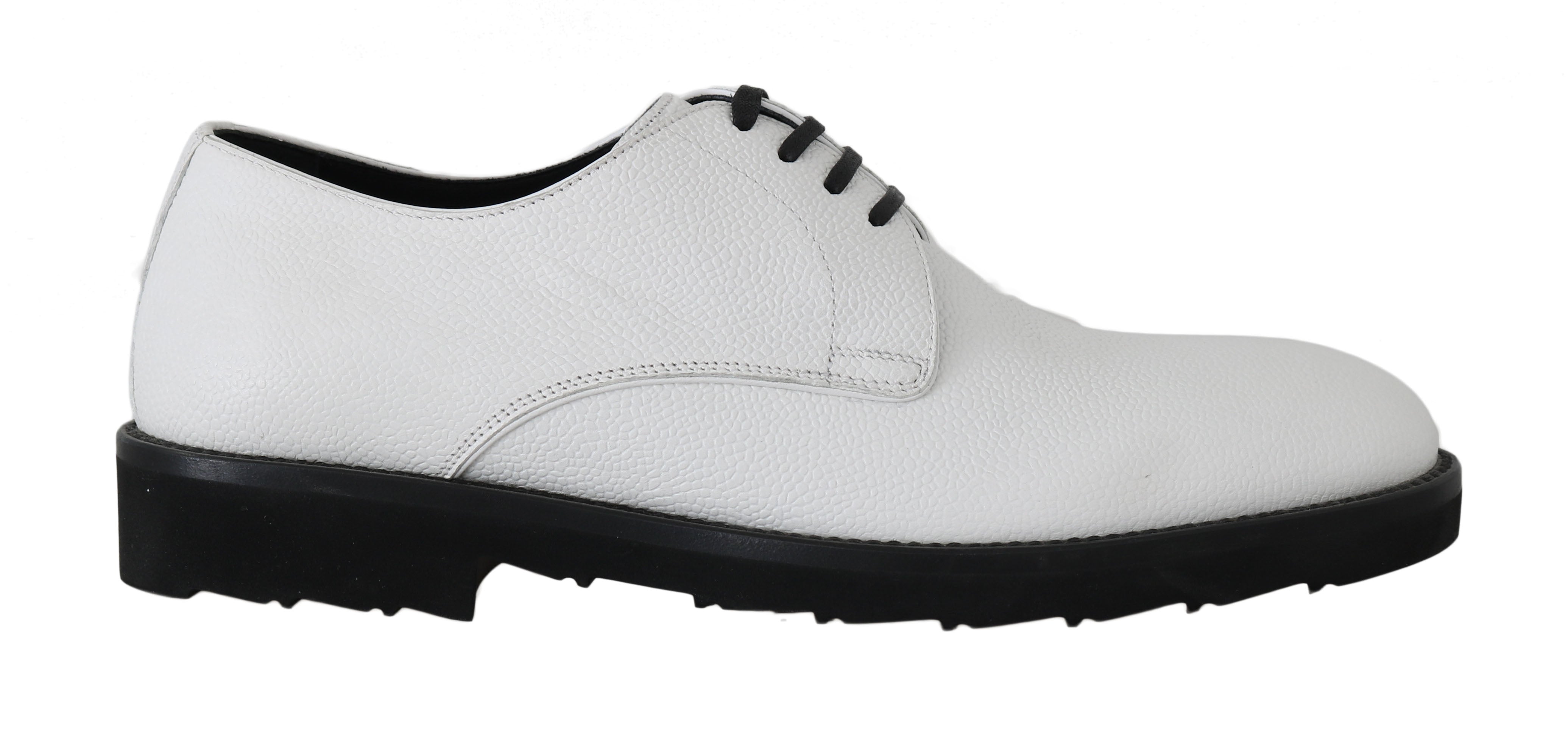 Dolce & Gabbana Weiße Leder Derby Kleid Formelle Schuhe
