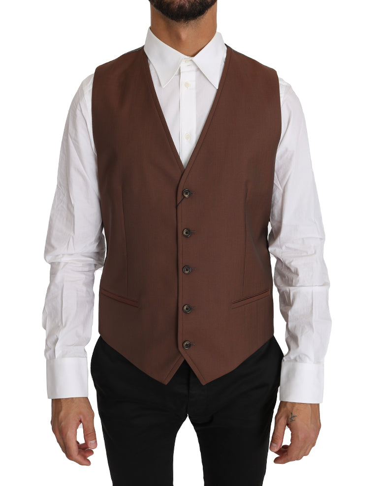 Dolce & Gabbana Braune Woll-Seidenweste Weste