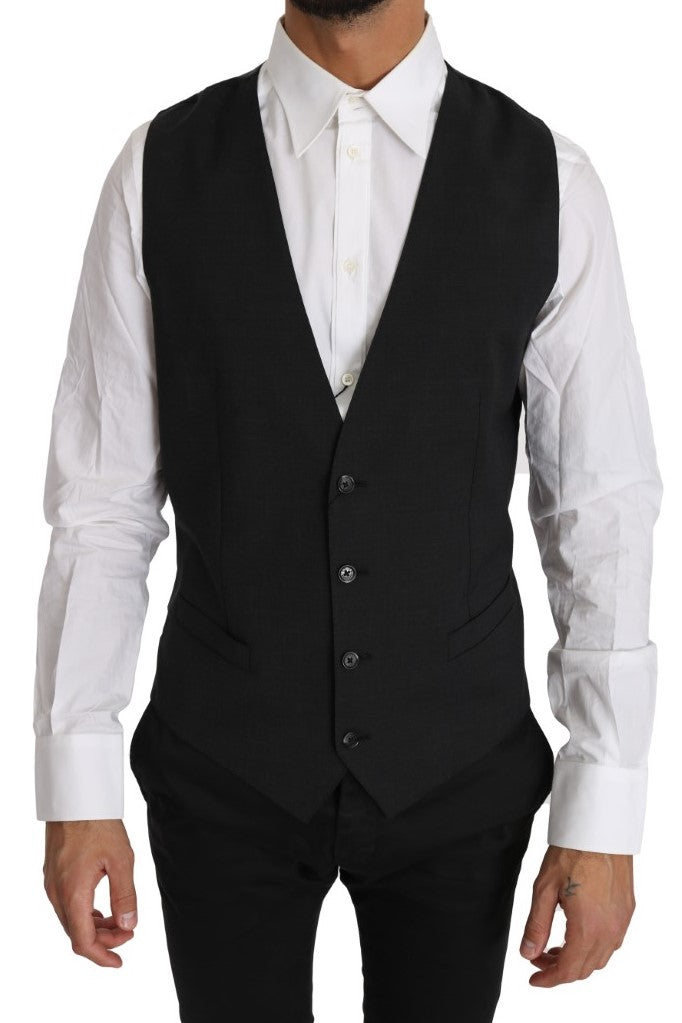 Dolce & Gabbana Grau Solid 100% Wolle Weste Weste