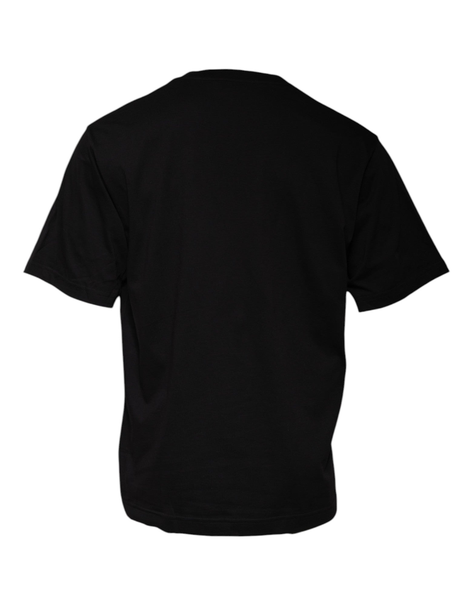 Dolce & Gabbana Schwarzes Baumwoll-T-Shirt mit Rundhalsausschnitt und Logo-Print