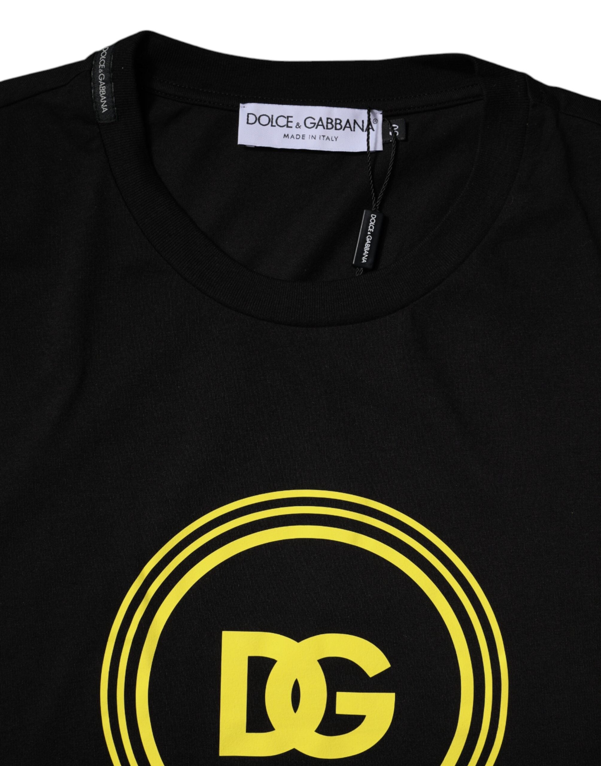 Dolce & Gabbana Schwarzes Baumwoll-T-Shirt mit Rundhalsausschnitt und Logo-Print