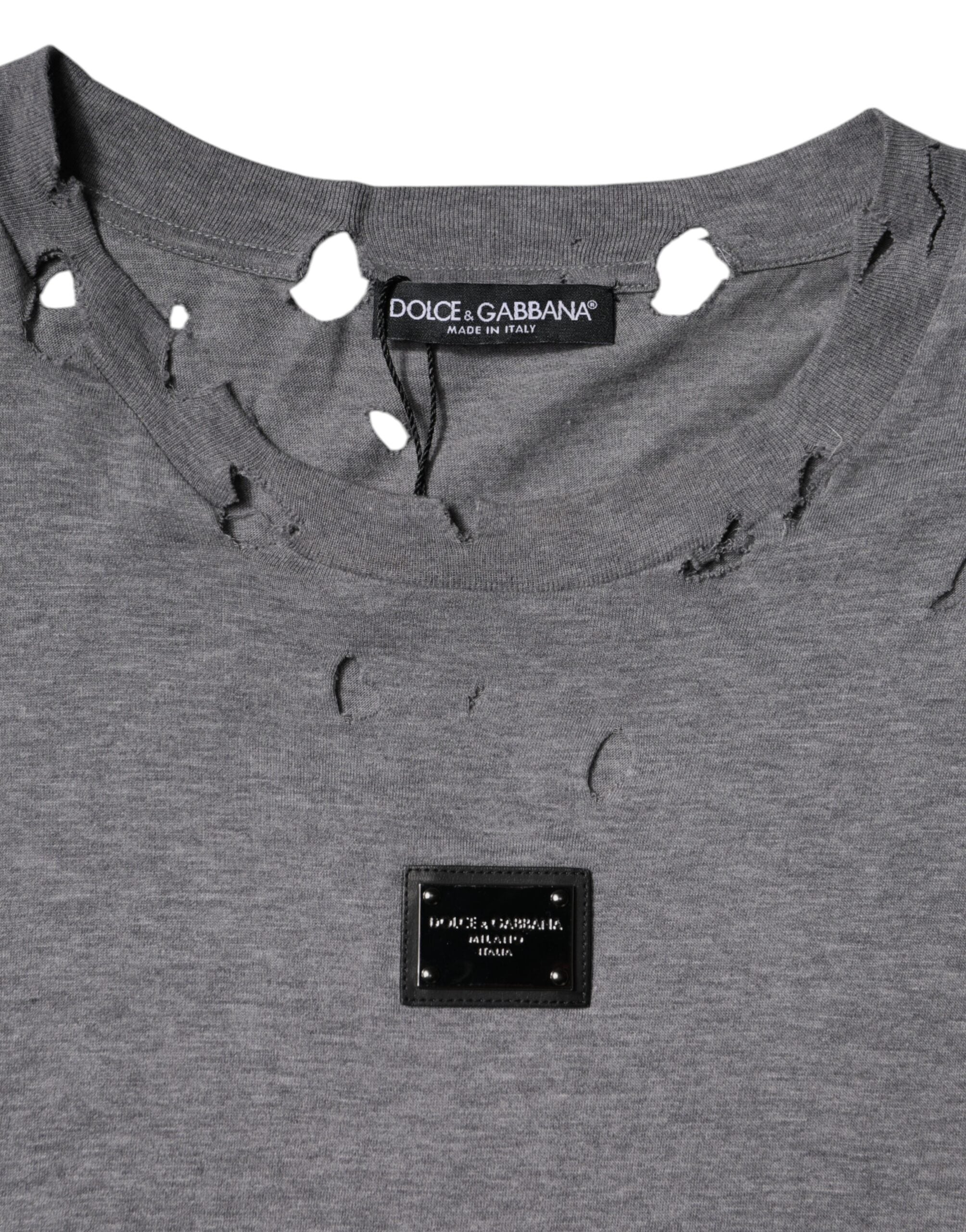 Dolce & Gabbana Graues Logo Rundhalsausschnitt Kurzarm-T-Shirt