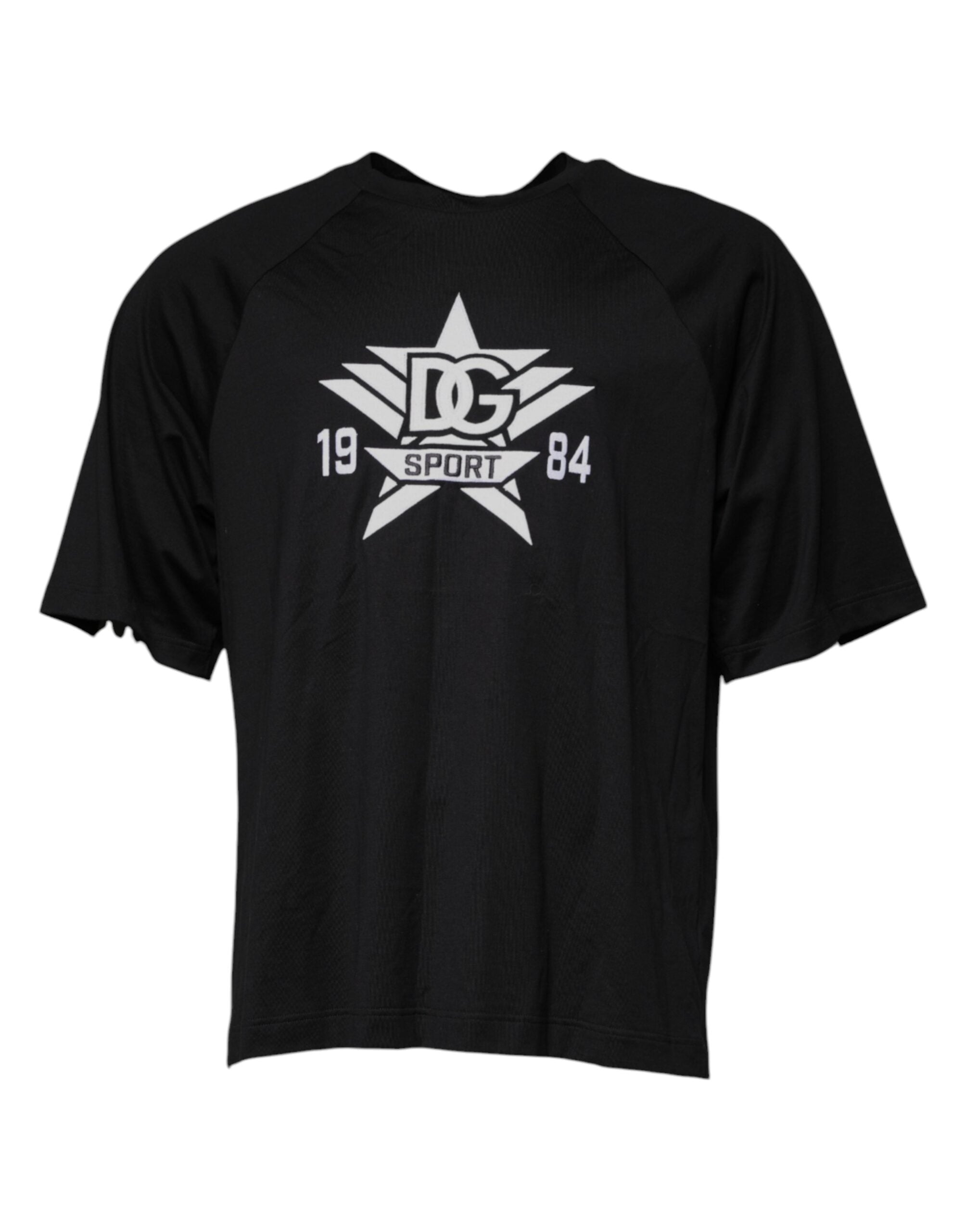 Dolce & Gabbana Schwarzes Baumwoll-T-Shirt mit Rundhalsausschnitt und Logo-Print