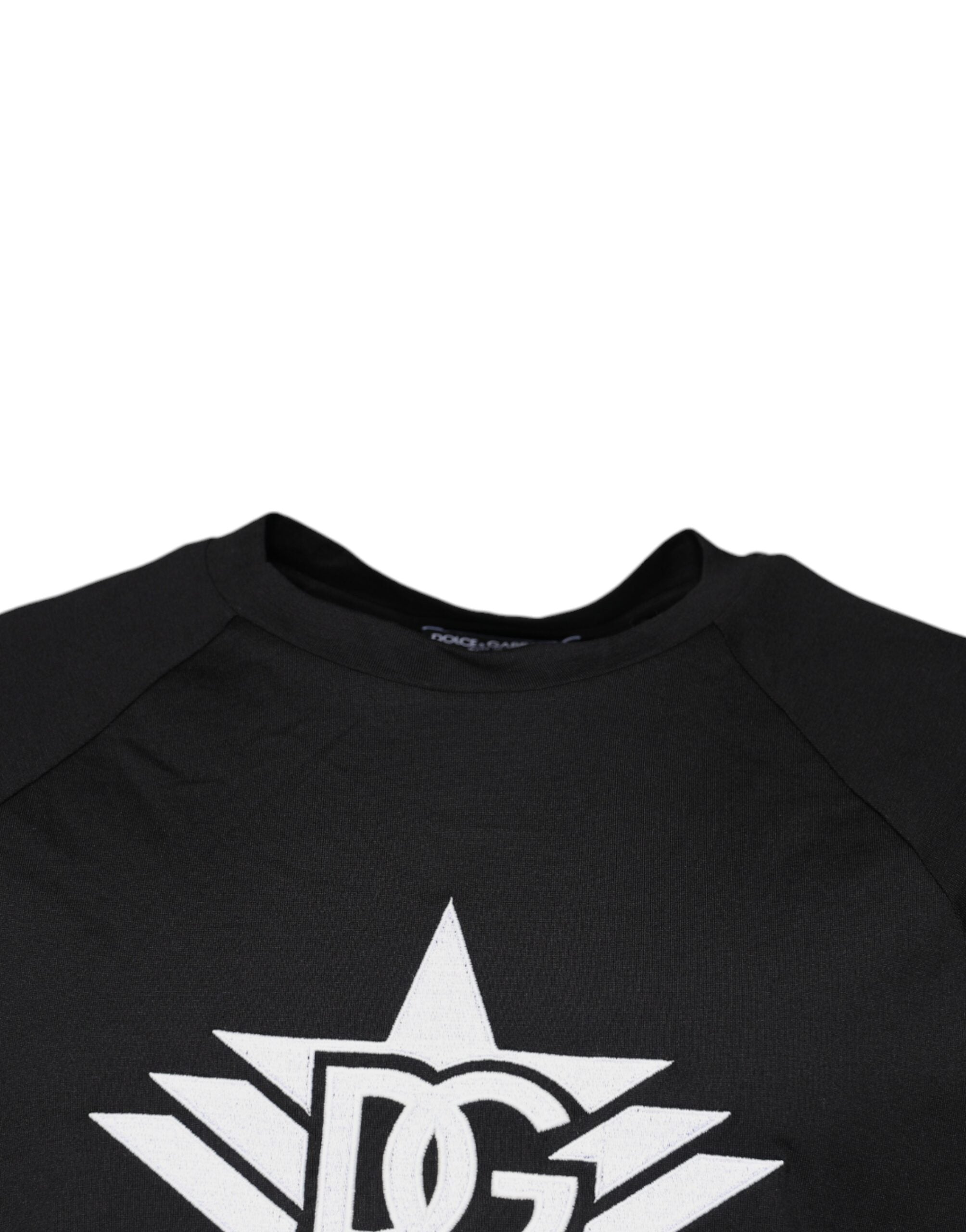 Dolce & Gabbana Schwarzes Baumwoll-T-Shirt mit Rundhalsausschnitt und Logo-Print