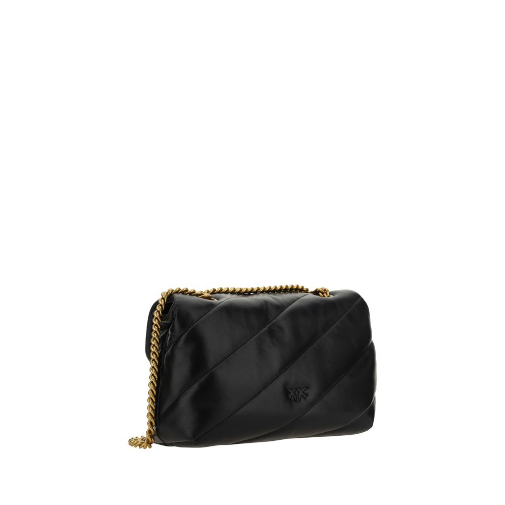 PINKO Schwarze Bos Taurus Kalbsleder Schultertasche