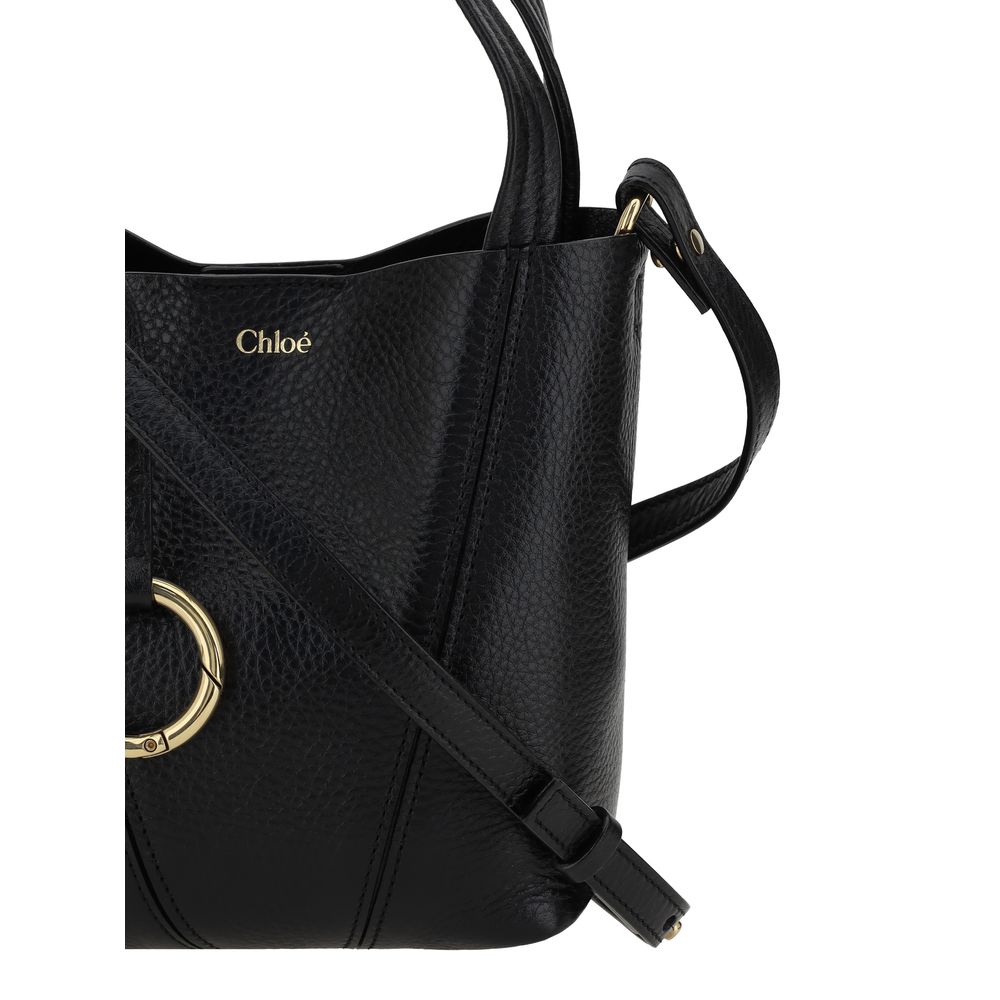 Chloé Schwarze Bos Taurus Kalbsleder Schultertasche