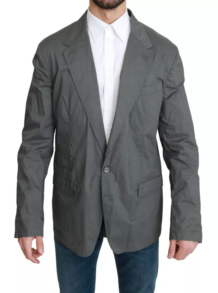 Dolce & Gabbana Grauer einreihiger formeller Blazer aus Baumwolle