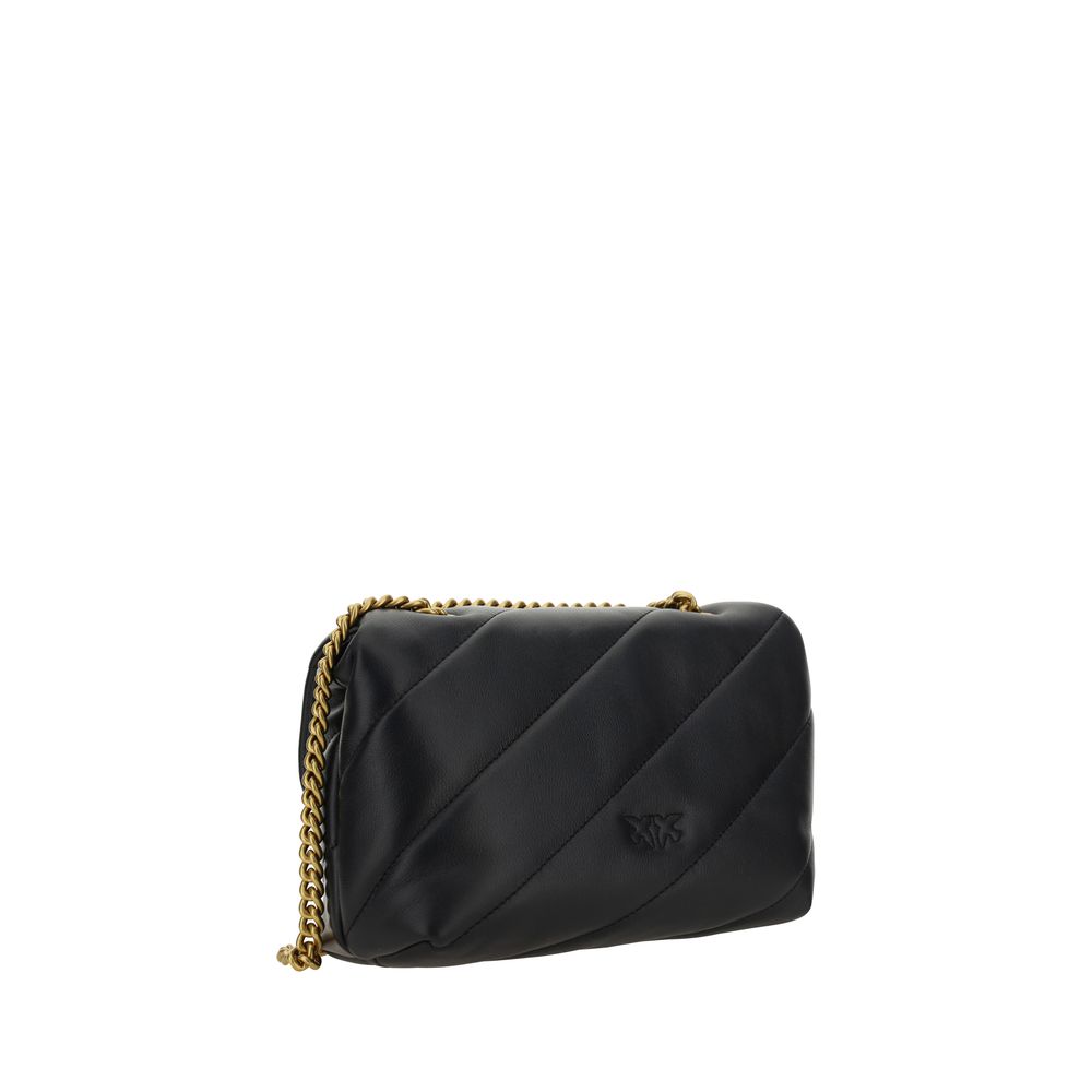 PINKO Schwarze Bos Taurus Kalbsleder Schultertasche