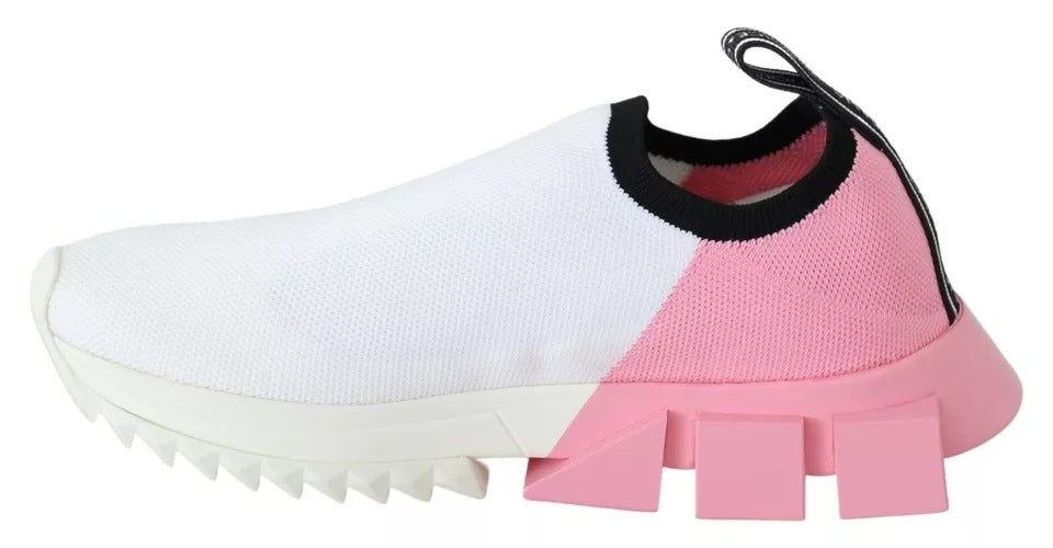 Dolce & Gabbana Rosa Weiß Logo Sorrento Turnschuhe Schuhe