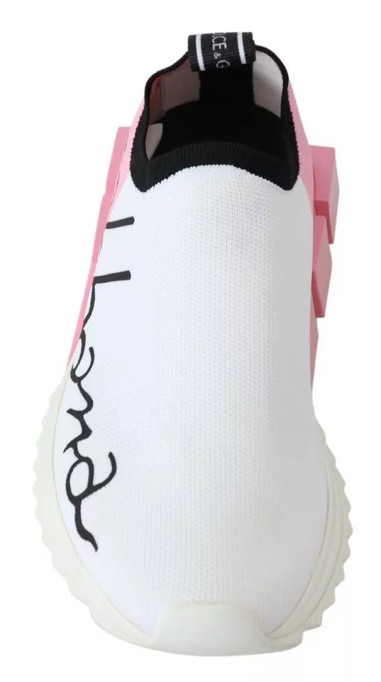 Dolce & Gabbana Rosa Weiß Logo Sorrento Turnschuhe Schuhe