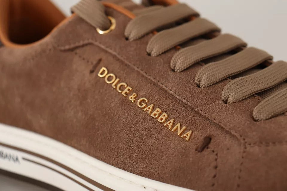 Dolce & Gabbana Braun Wildleder Logo Low Top Sneakers Männer Schuhe
