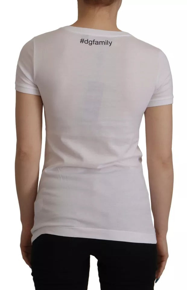 Dolce & Gabbana Weißes #DGFamily Patch Top Baumwoll-T-Shirt