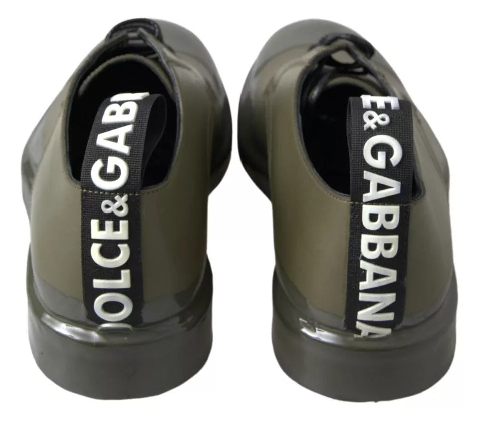 Dolce & Gabbana Grünes Leder Gummisohle Kleid Schuhe