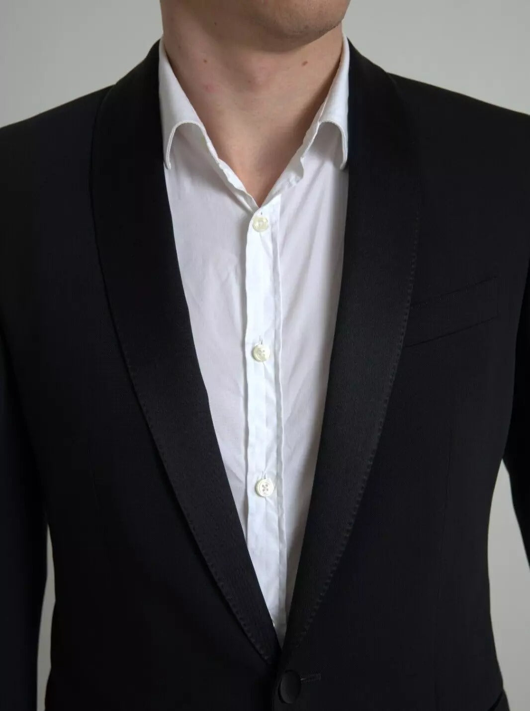 Dolce & Gabbana Schwarzer einreihiger Wollblazer MARTINI Bekleidung