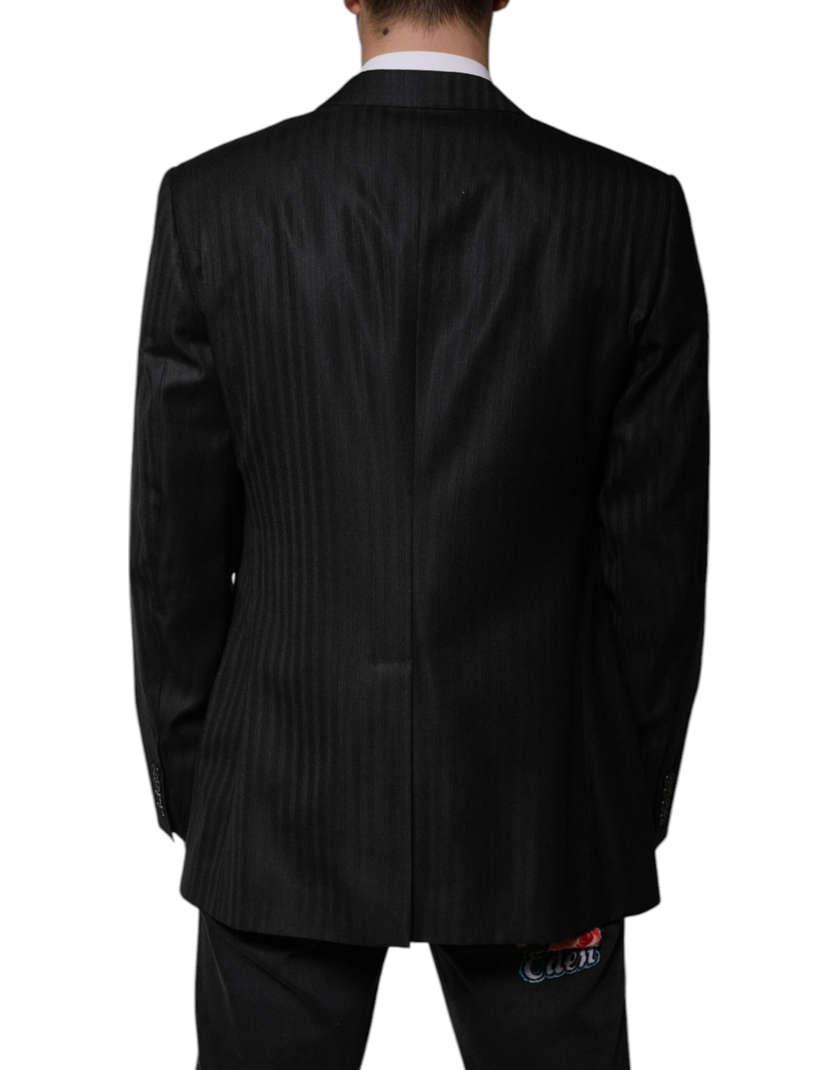 Dolce & Gabbana Schwarz gestreifter einreihiger Blazer aus Wolle