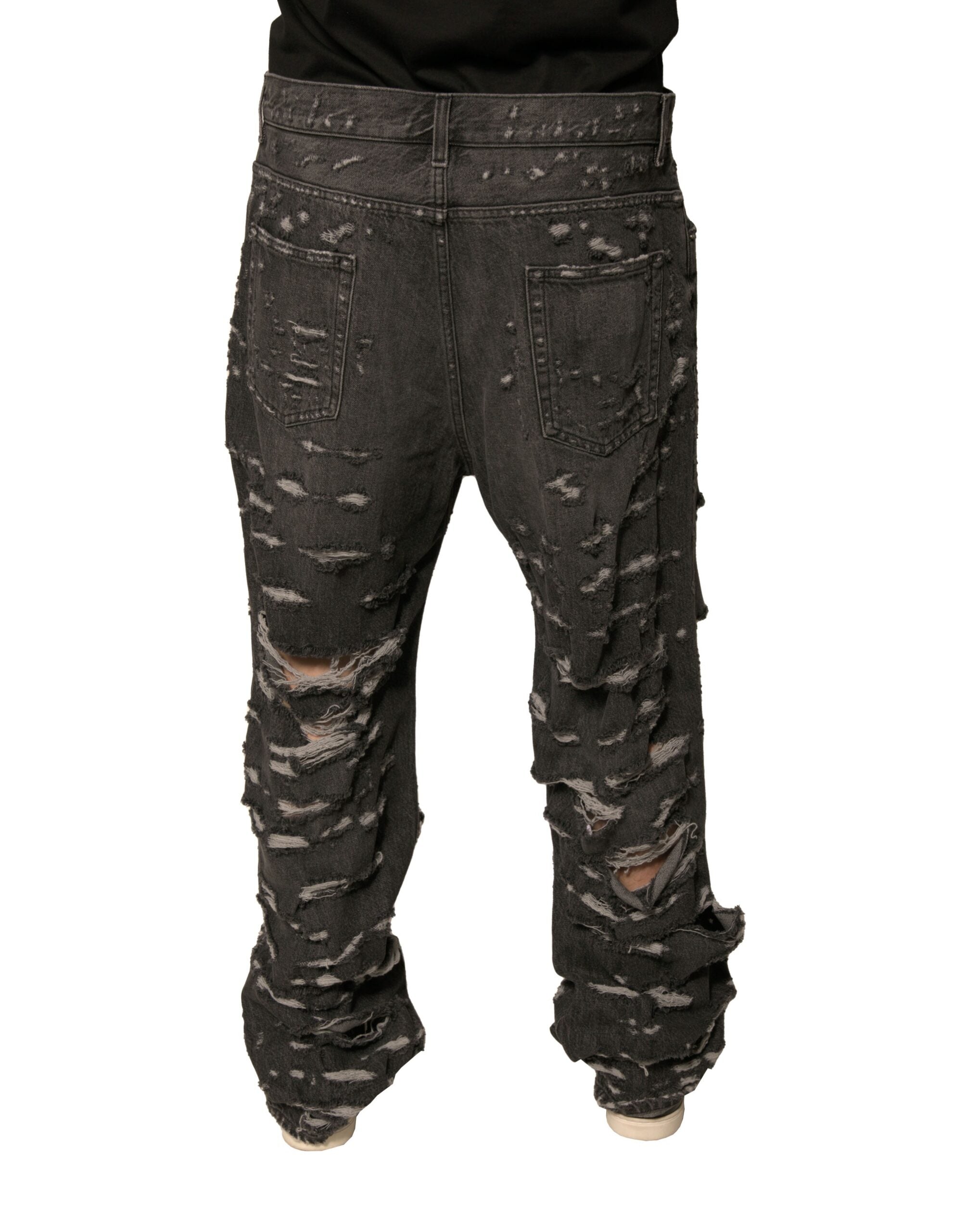 Dolce & Gabbana Graue zerfledderte Baumwolle gerade Männer Denim Jeans
