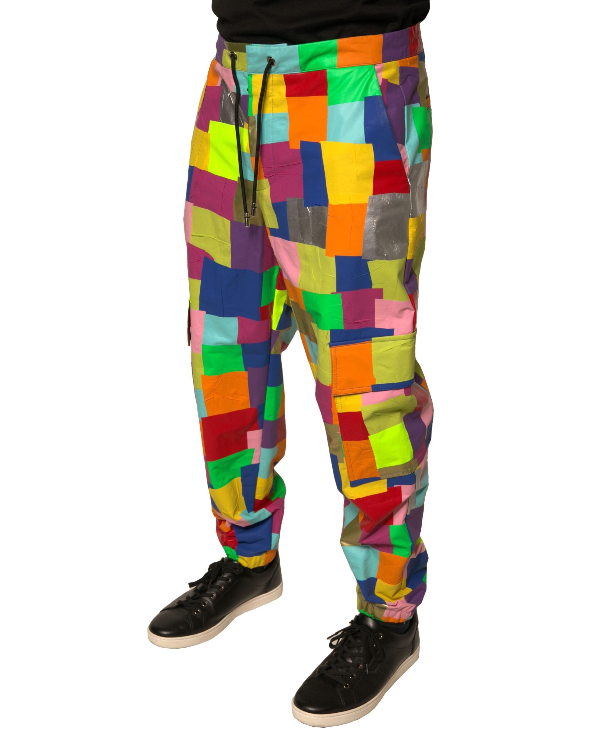 Dolce & Gabbana Multicolor Baumwoll-Patchwork Herren Cargo-Hose