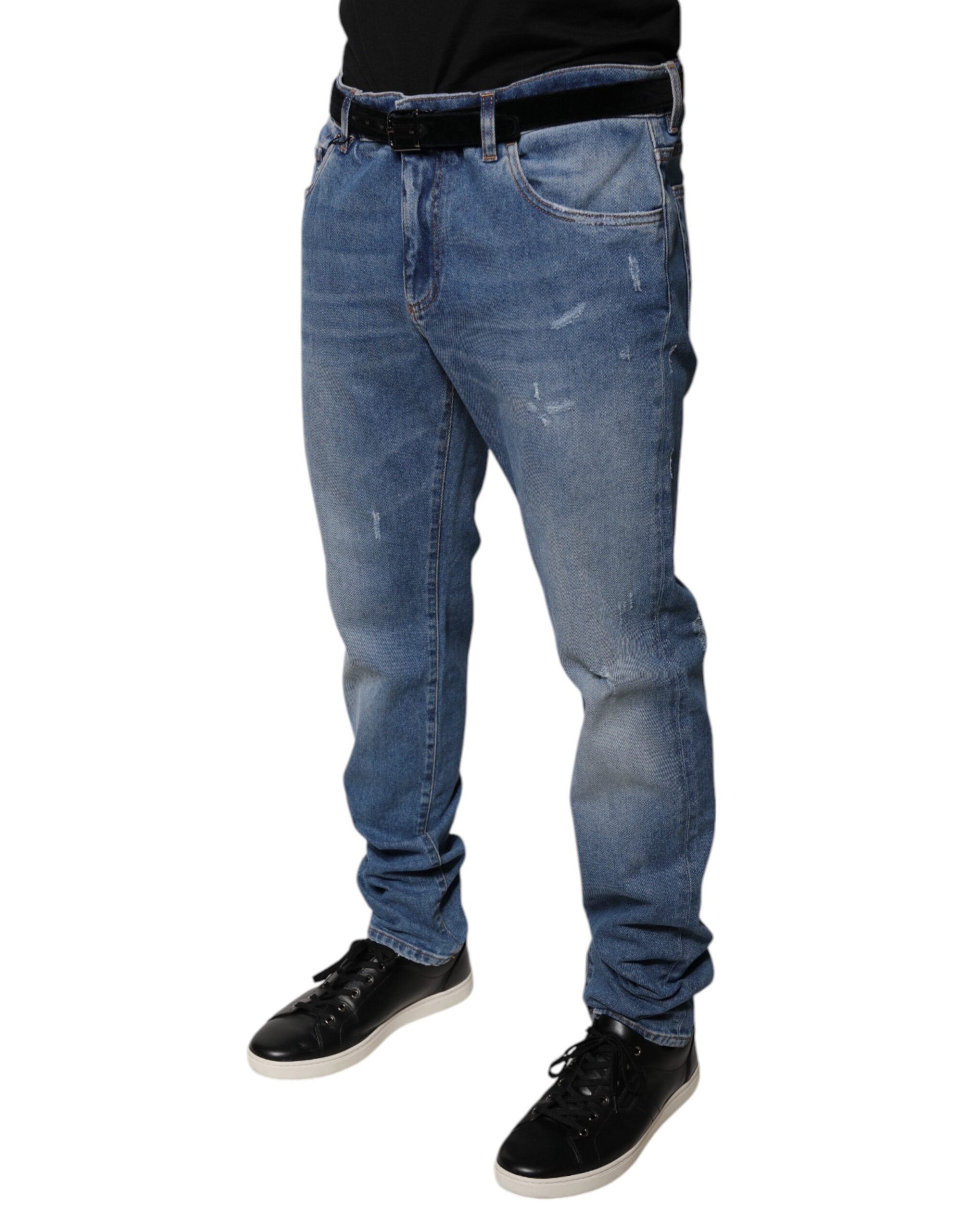 Dolce & Gabbana Hellblaue Baumwolle Herren Skinny Denim Jeans