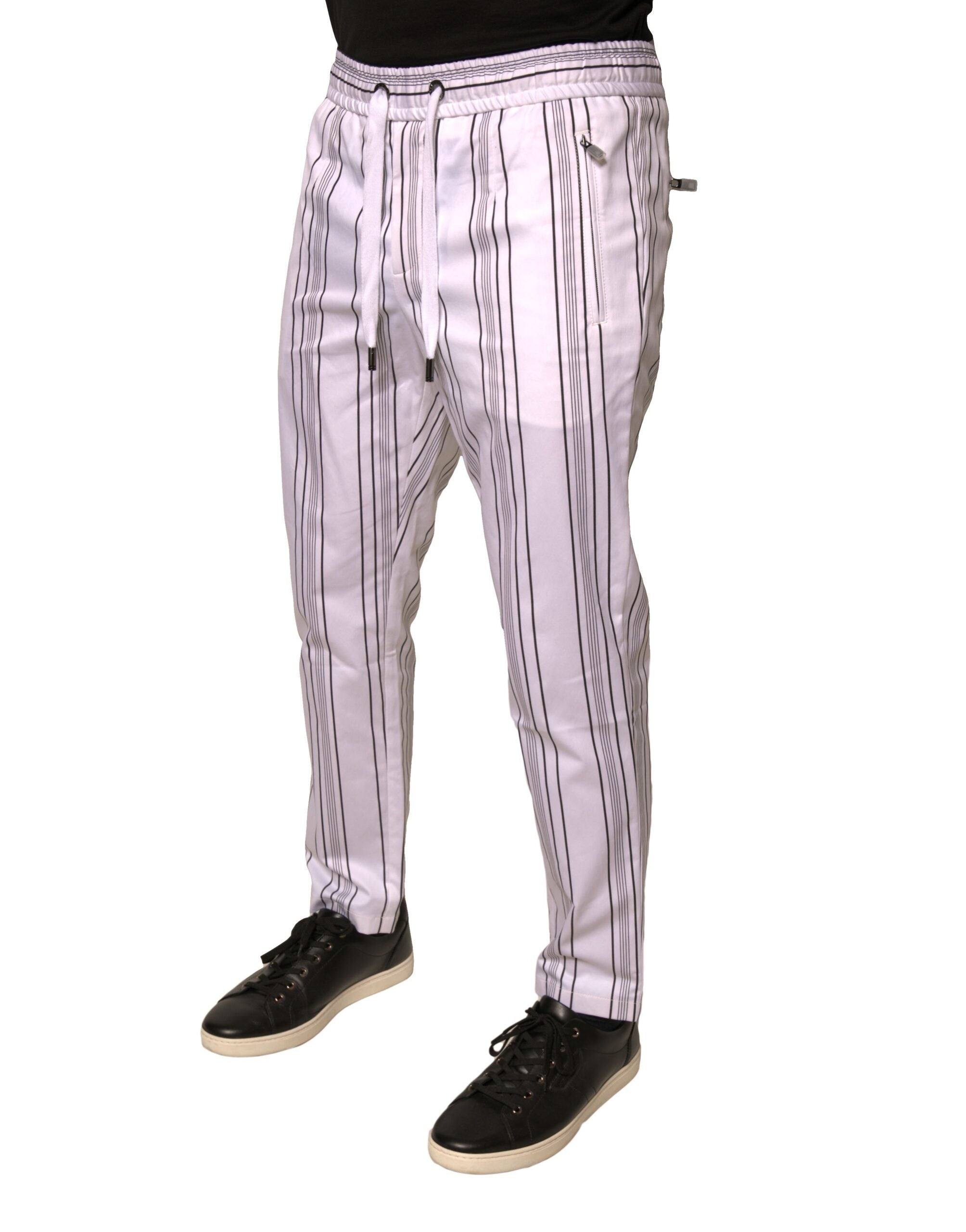 Dolce & Gabbana Weißes Streifenkleid aus Baumwolle Skinny Pants