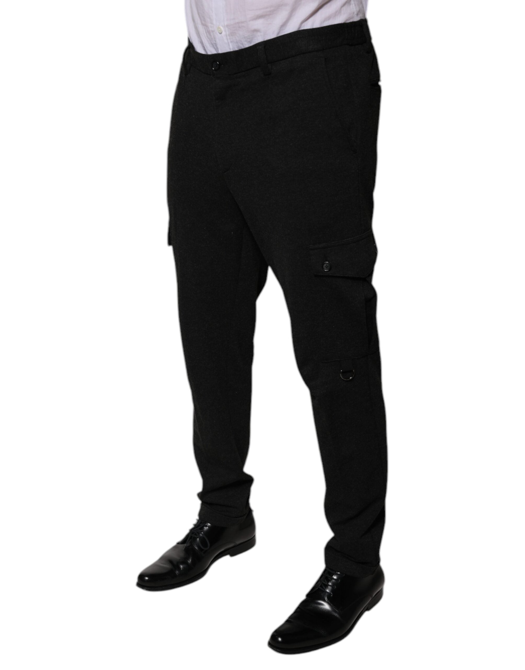 Dolce & Gabbana Schwarze Viskose Cargo Herren Freizeithosen