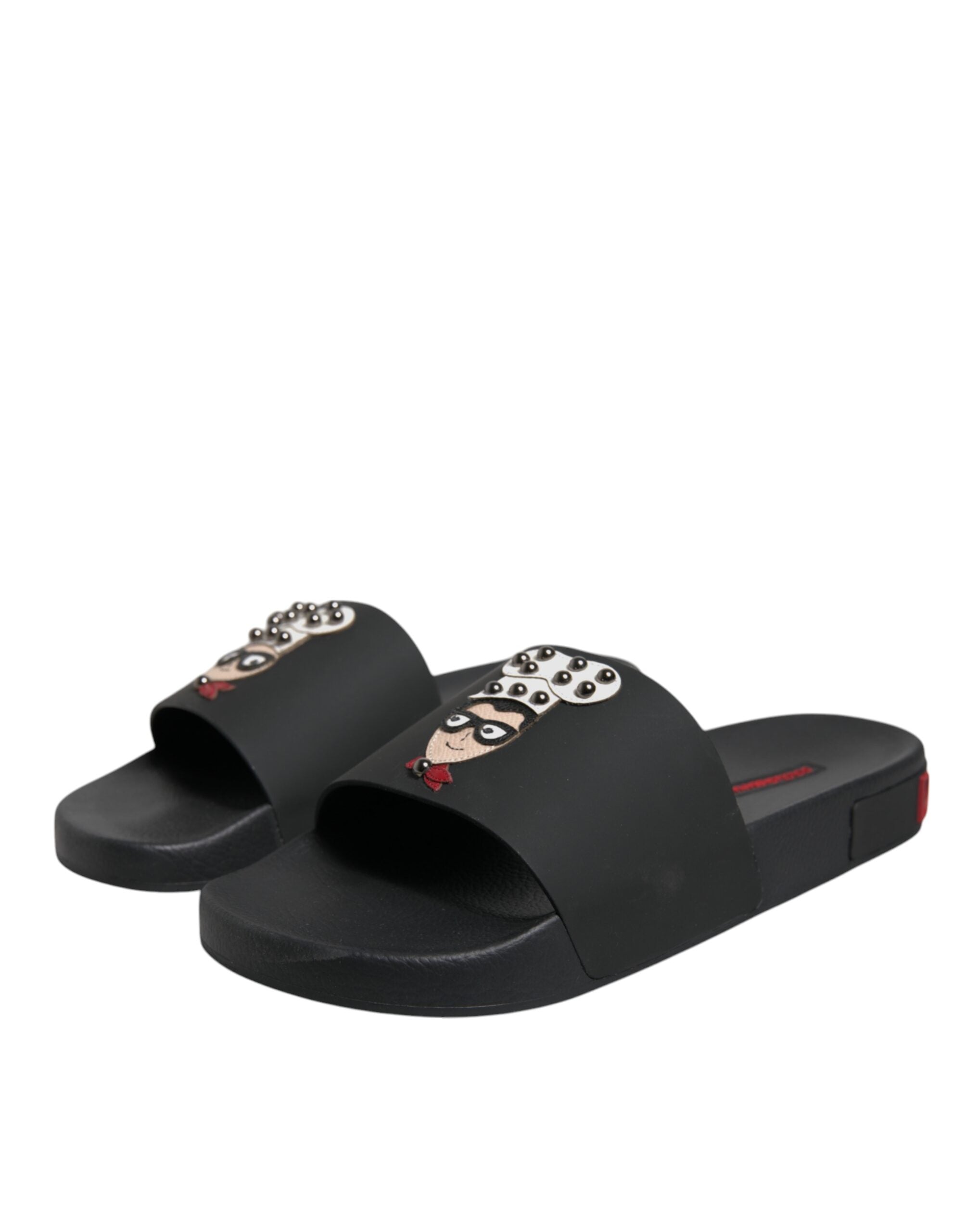 Dolce & Gabbana Schwarze Ledersandalen mit Riemen für den Strand