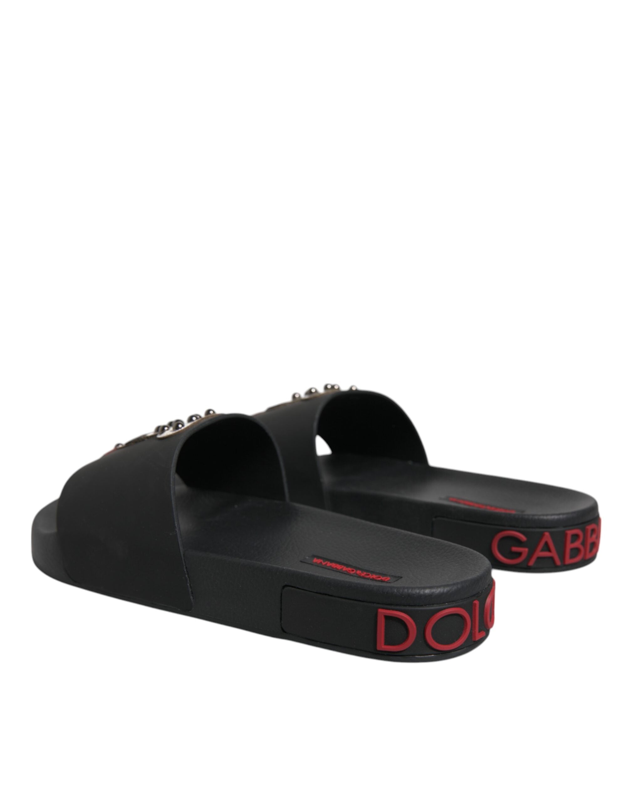 Dolce & Gabbana Schwarze Ledersandalen mit Riemen für den Strand