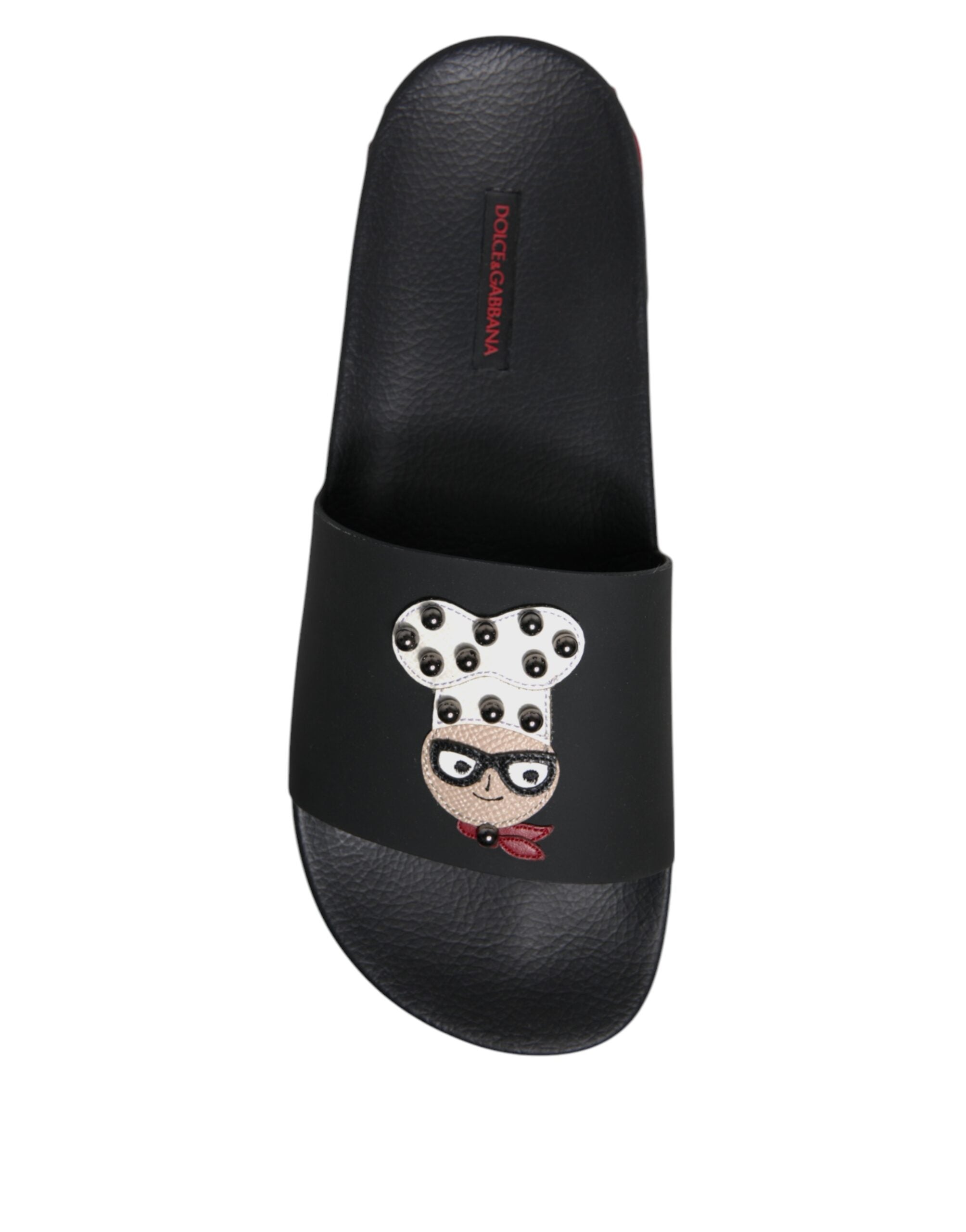 Dolce & Gabbana Schwarze Ledersandalen mit Riemen für den Strand