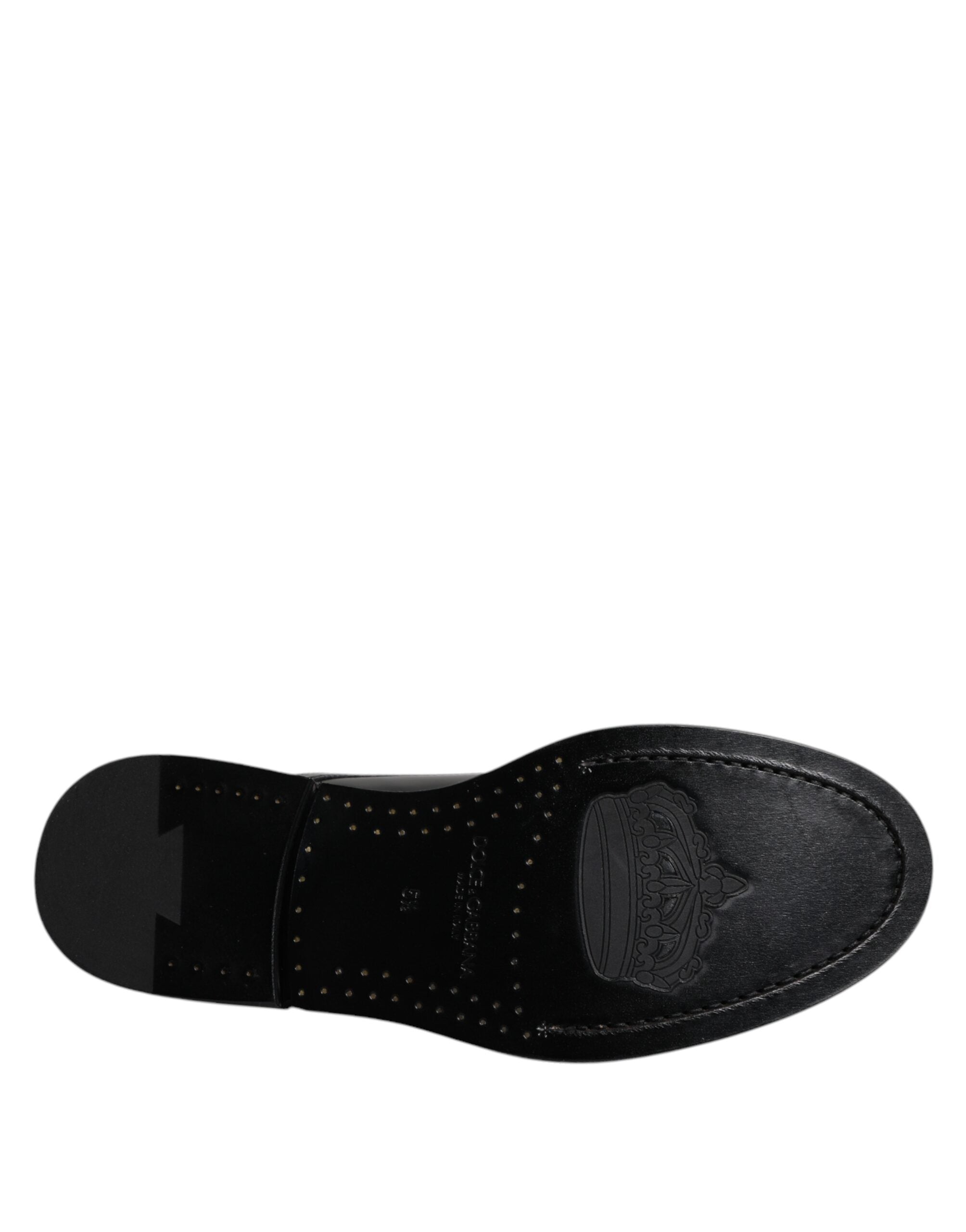 Dolce & Gabbana Schwarze Lackleder Derby Schnürschuhe Formal Dress Schuhe