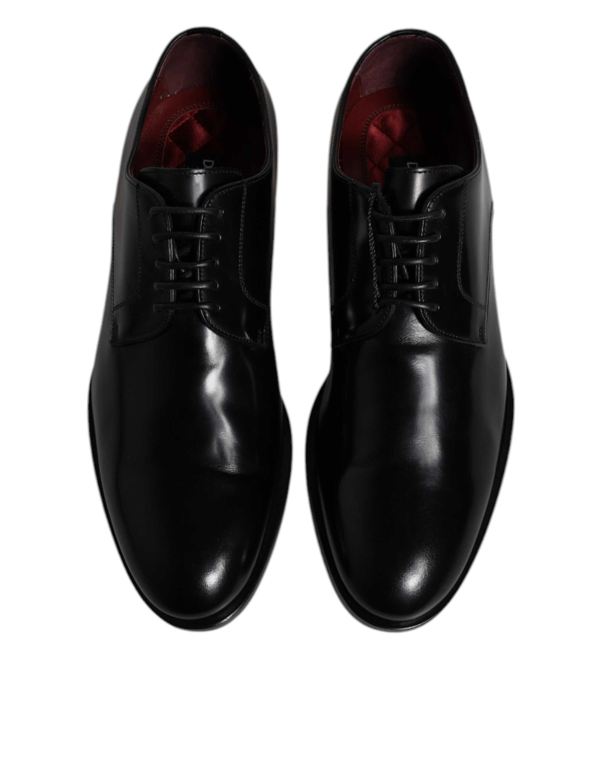 Dolce & Gabbana Schwarze Kalbsleder Derby Schnürschuhe Formal Dress Schuhe