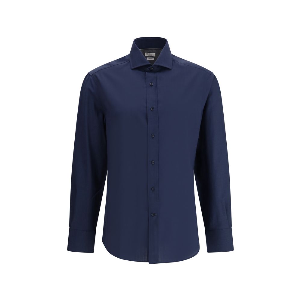 Brunello Cucinelli Blaues Baumwollhemd