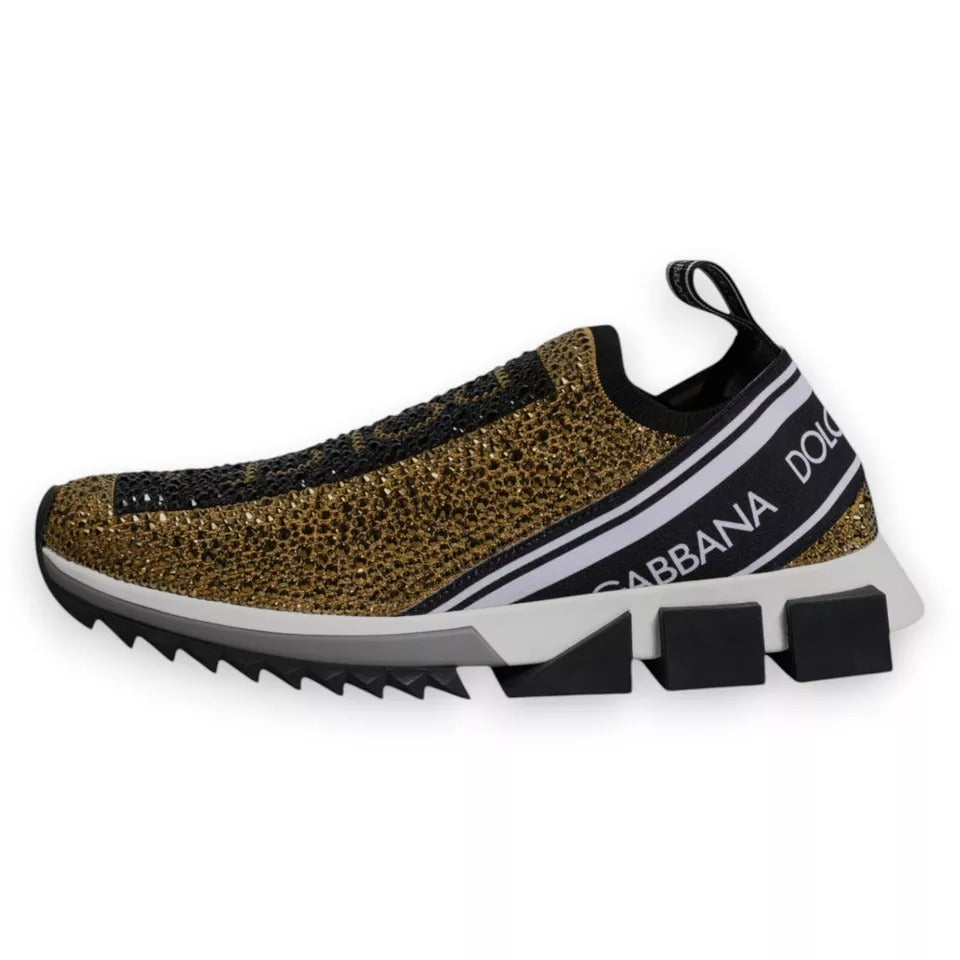 Dolce & Gabbana Gold Strass Sorrento Turnschuhe Schuhe