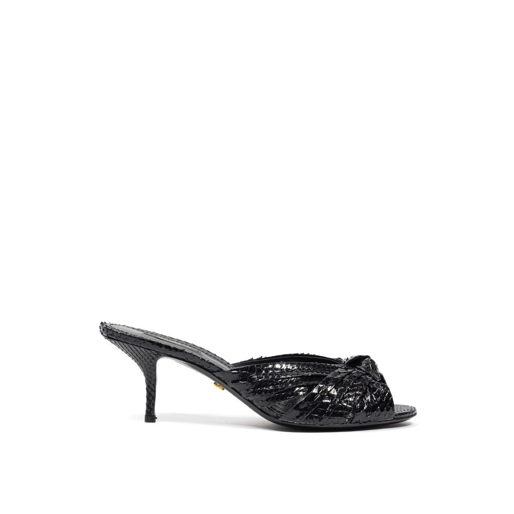 Dolce & Gabbana Sandalen mit Schlangenhaut-Print und Plateauabsatz in Schwarz