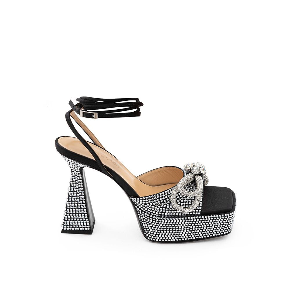 MACH & MACH Schwarze Leder-Stiletto-Sandalen