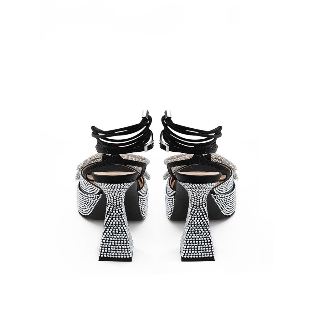 MACH & MACH Schwarze Leder-Stiletto-Sandalen