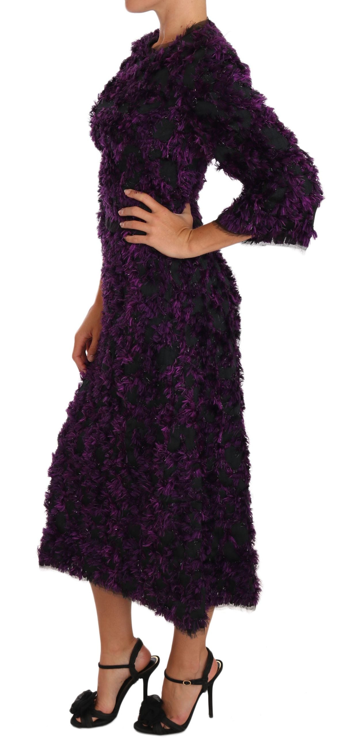 Dolce & Gabbana Lila Fransen Midi-Etuikleid