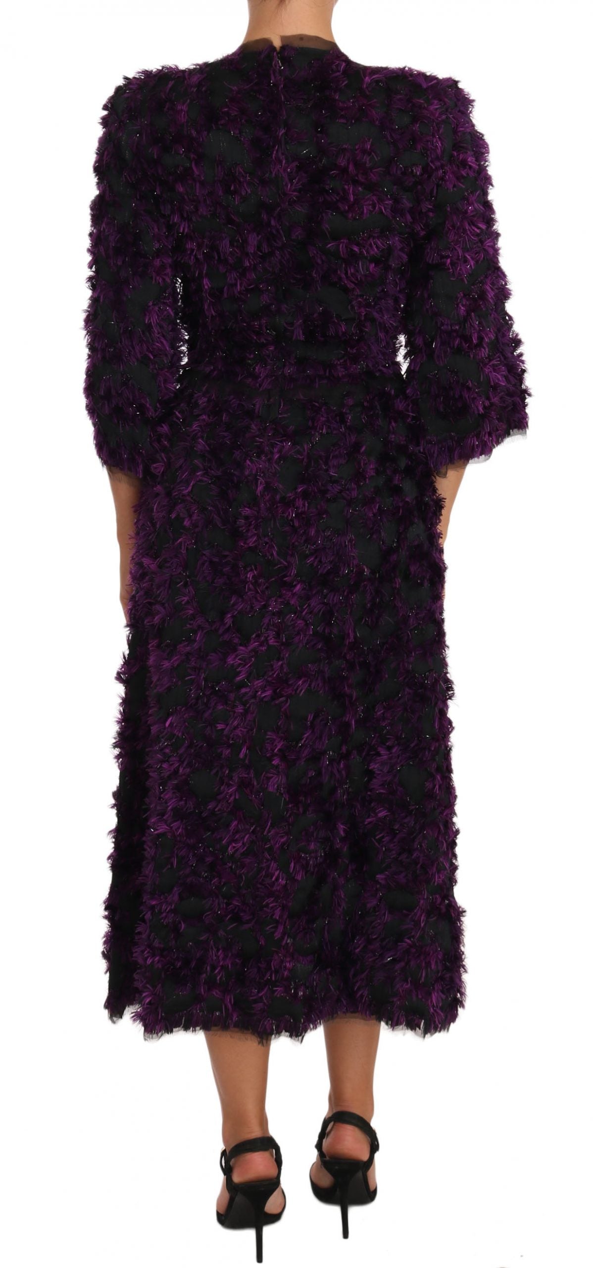 Dolce & Gabbana Lila Fransen Midi-Etuikleid