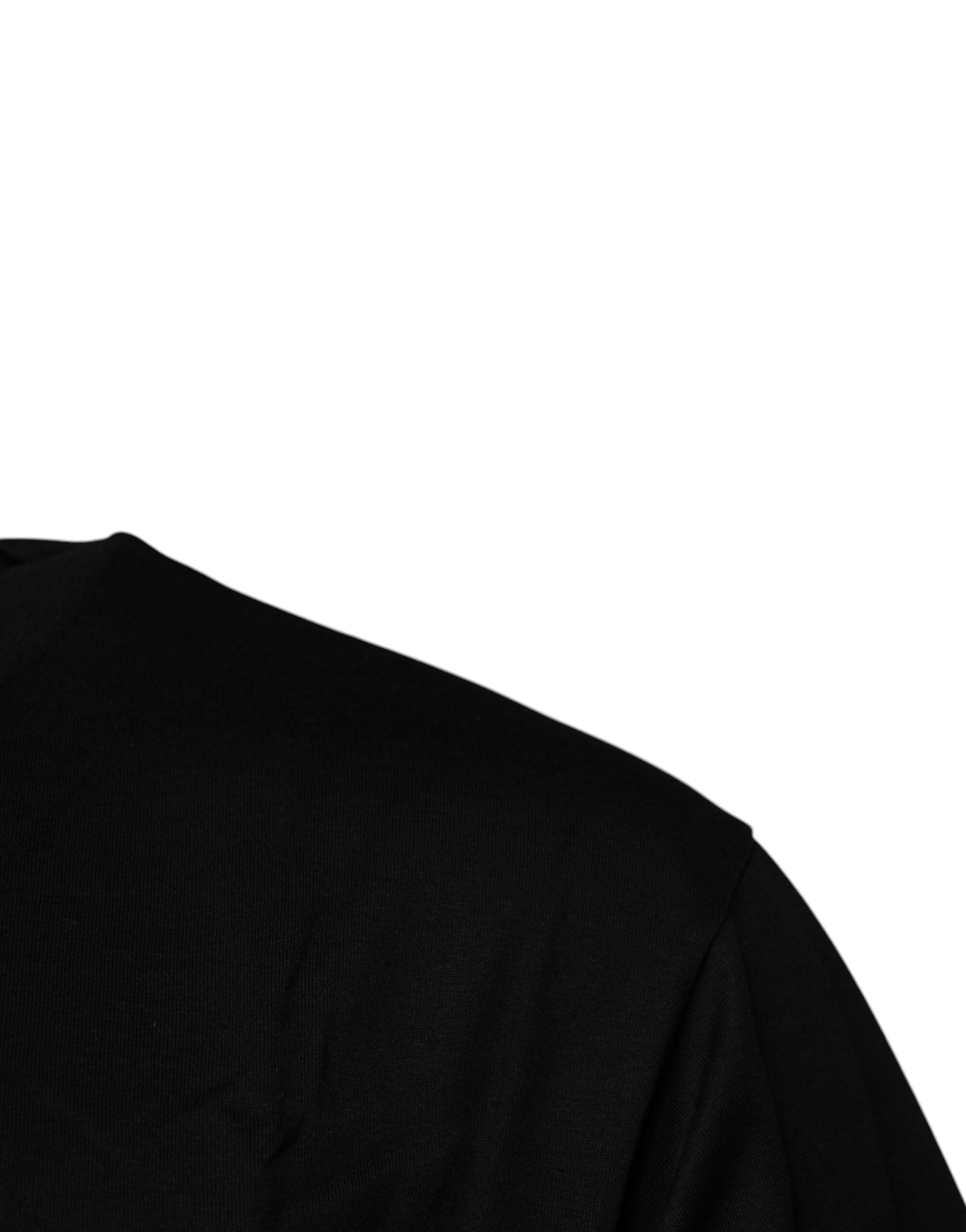 Dolce & Gabbana Schwarzes Logo-Patch T-Shirt mit Rundhalsausschnitt aus Baumwolle