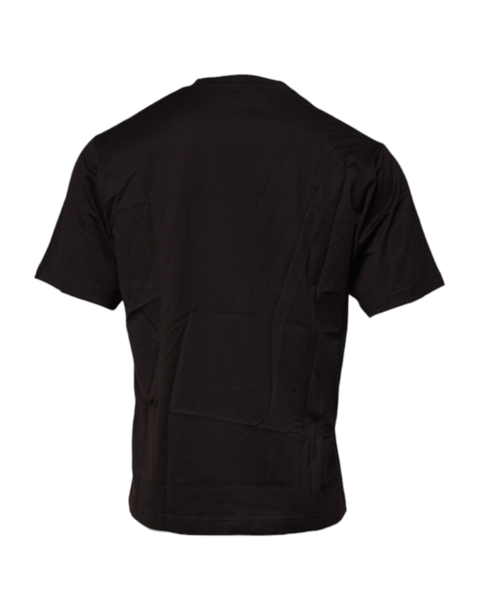 Dolce & Gabbana Dunkelbraunes Logo-T-Shirt mit Rundhalsausschnitt aus Baumwolle