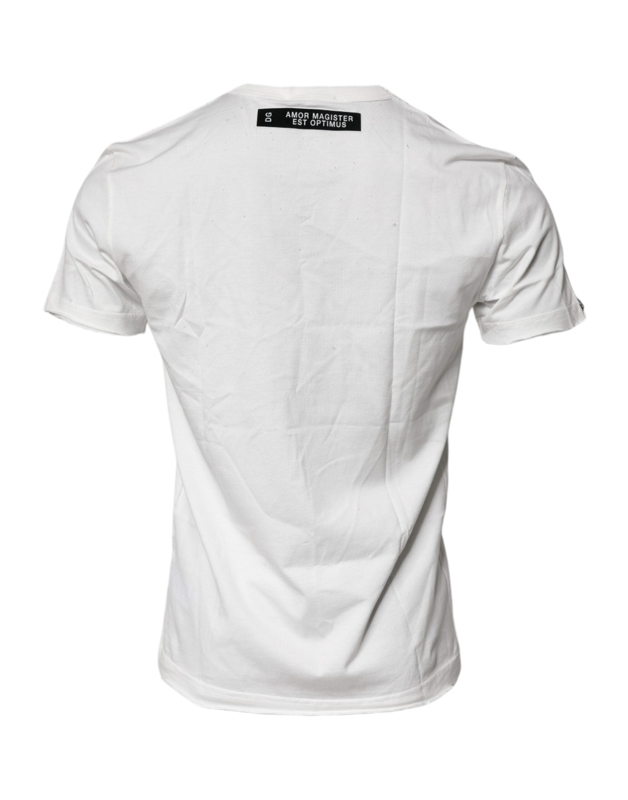 Dolce & Gabbana Weißes Baumwoll-T-Shirt mit Grafikdruck und Rundhalsausschnitt