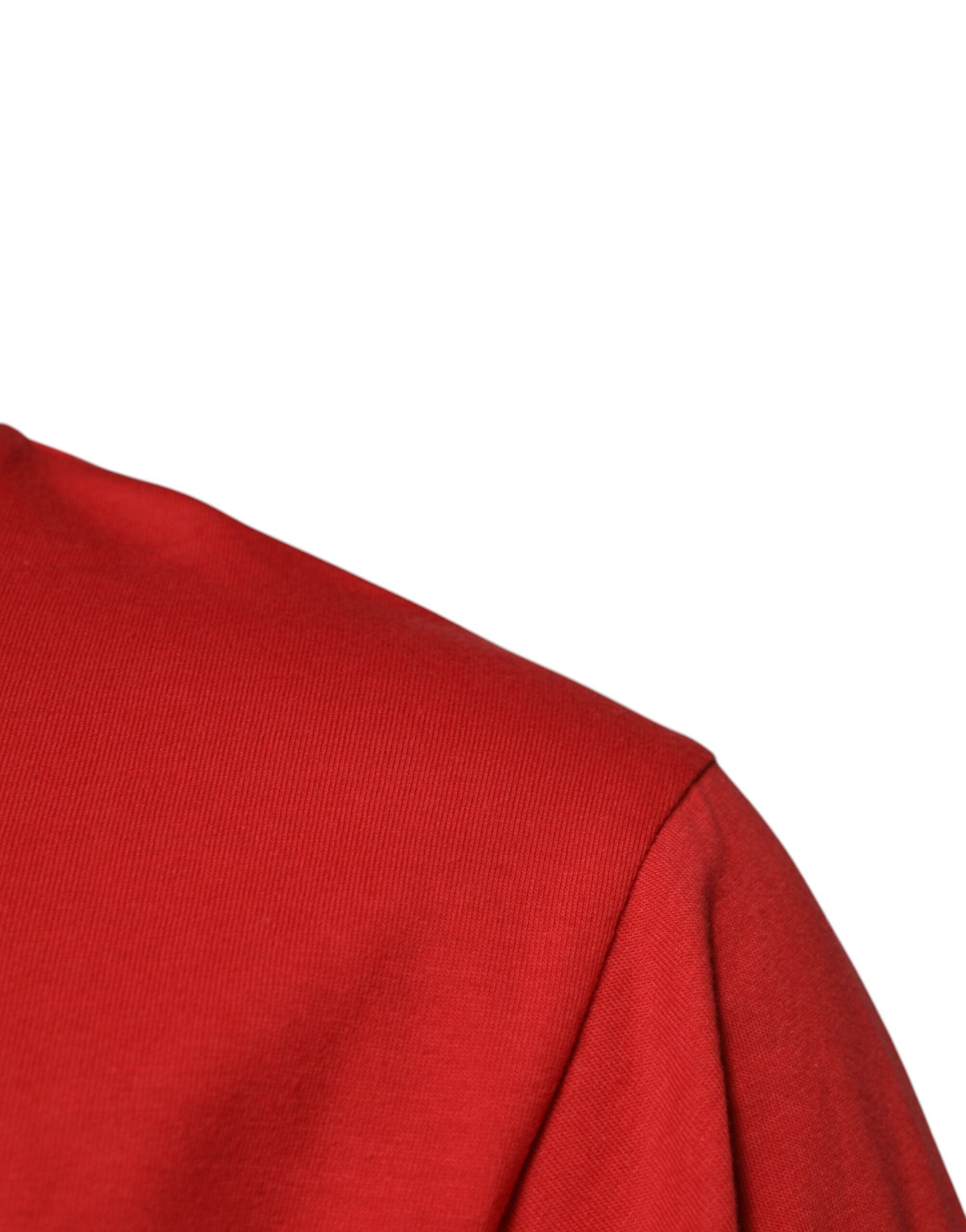 Dolce & Gabbana Rotes DG Logo Patch Baumwoll-T-Shirt mit Rundhalsausschnitt