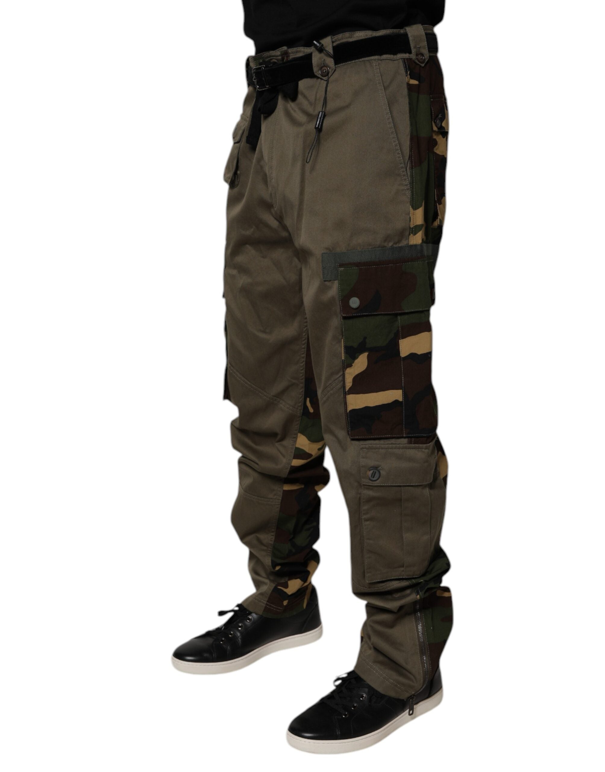 Dolce & Gabbana Mehrfarbige Patchwork-Cargo-Hose im Tarnmuster