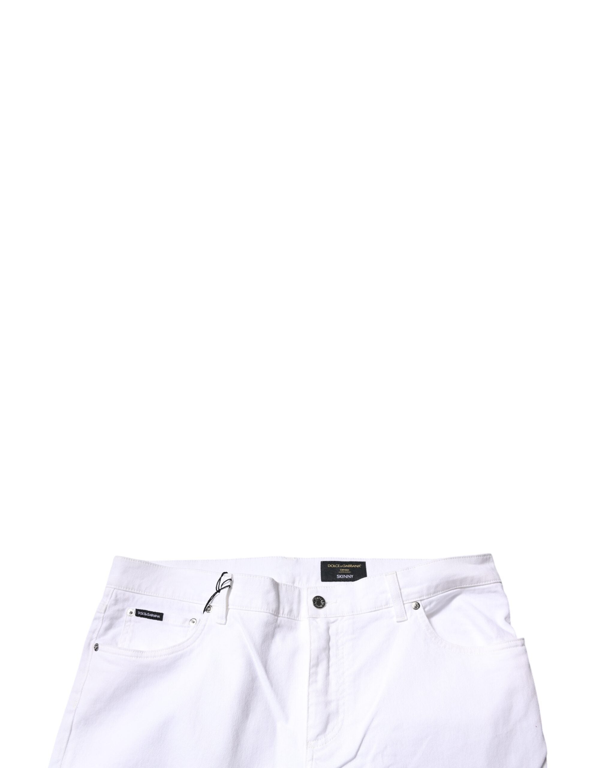 Dolce & Gabbana Weiße Stretch-Baumwoll-Skinny-Jeans für Herren