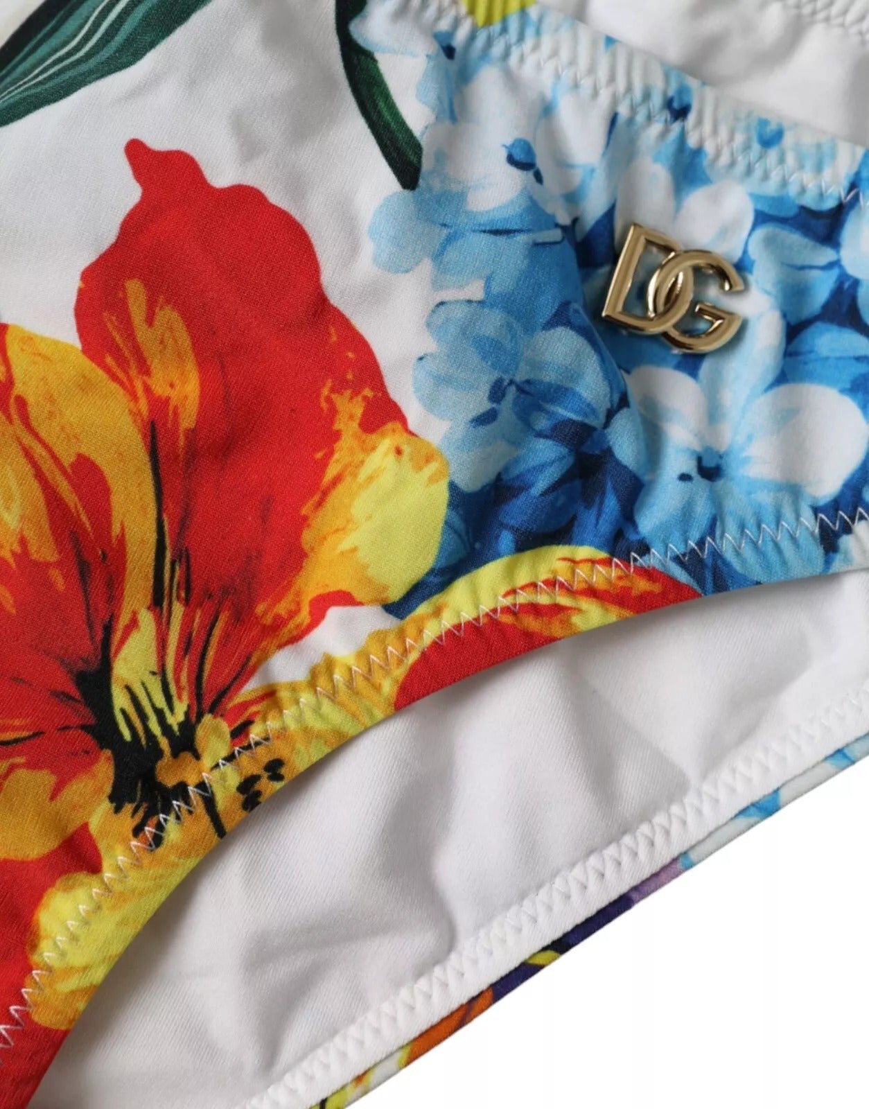 Dolce & Gabbana Weiße Bikinihose mit Blumenprint