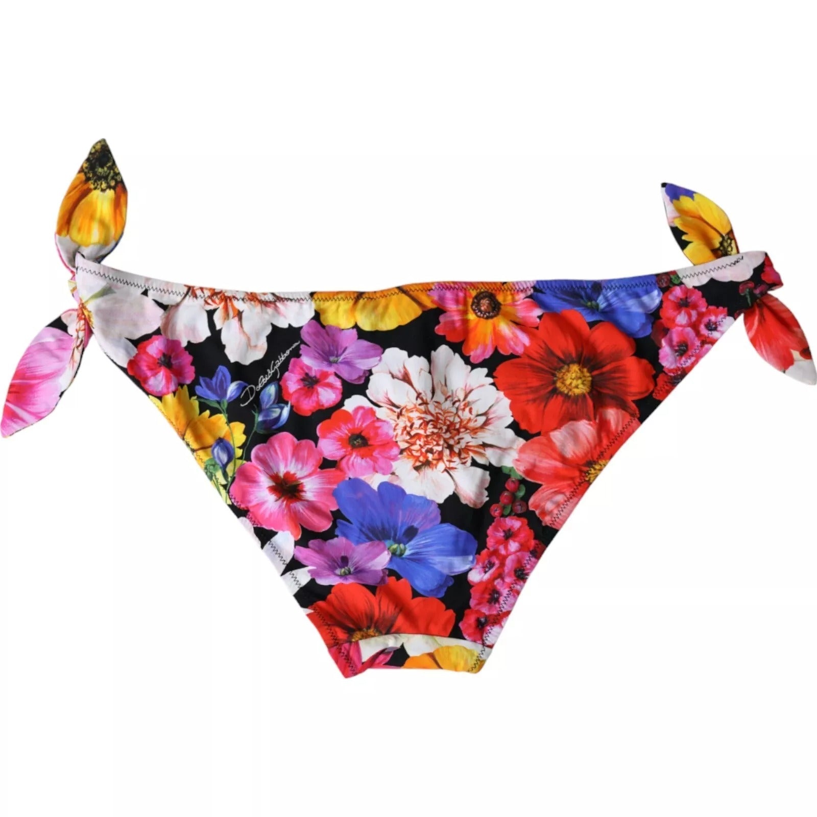 Dolce & Gabbana Schwarzer Bikini-Slip mit Blumenprint