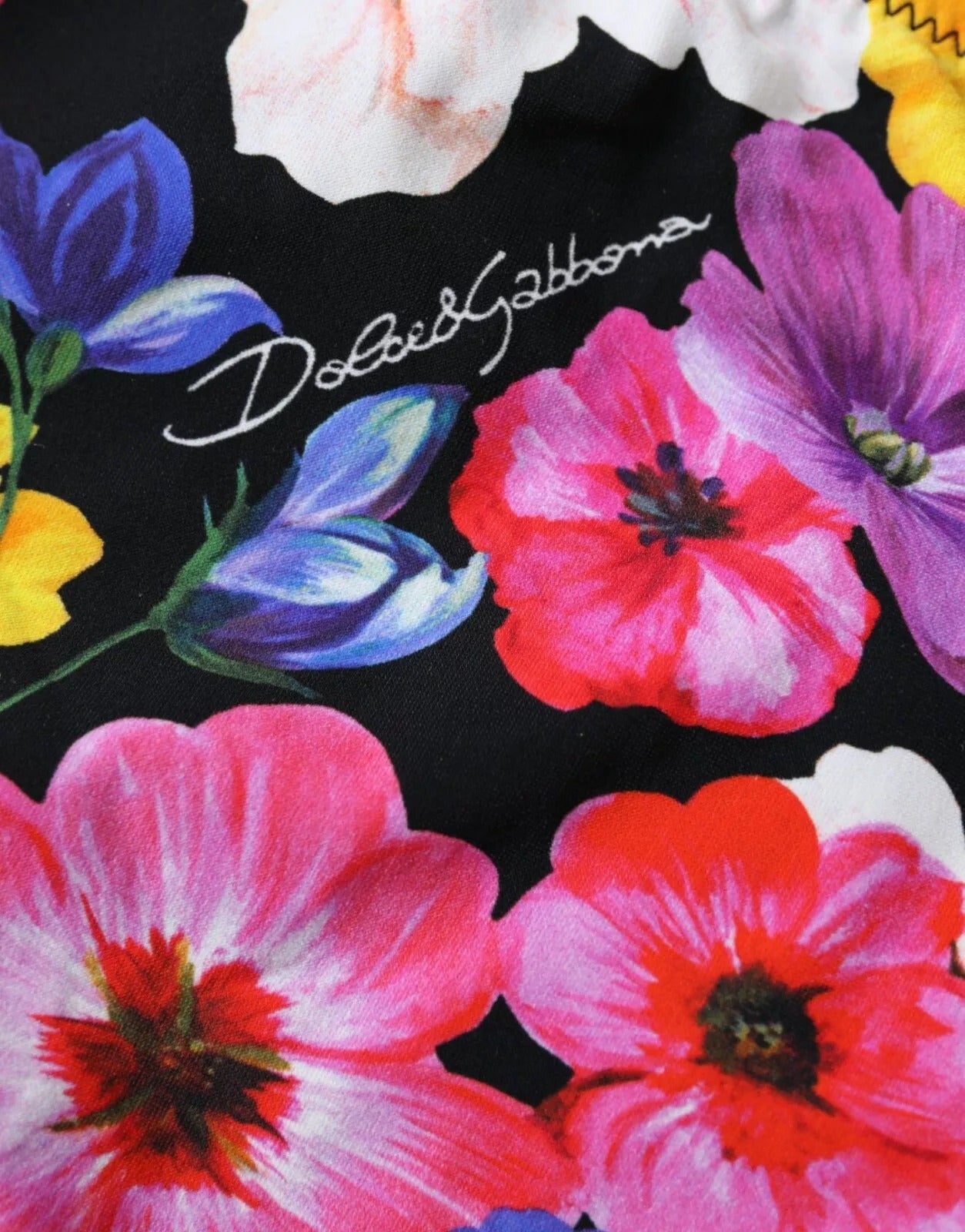 Dolce & Gabbana Schwarzer Bikini-Slip mit Blumenprint
