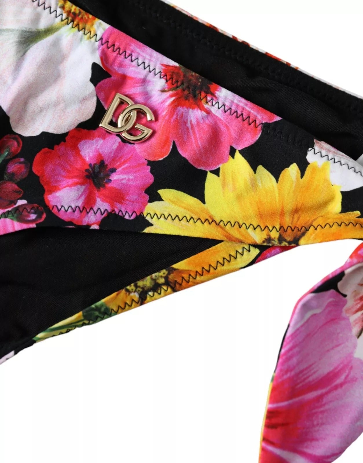 Dolce & Gabbana Schwarzer Bikini-Slip mit Blumenprint