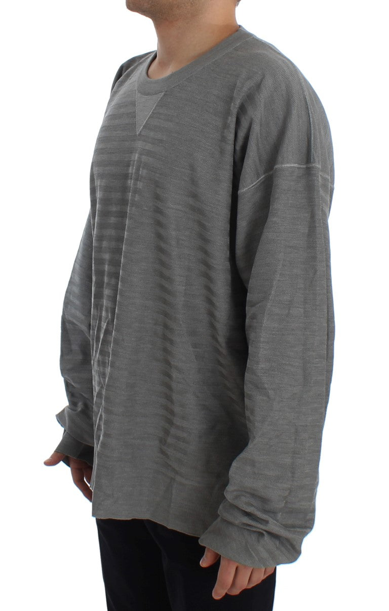 Dolce & Gabbana Grauer Seidenpullover mit Rundhalsausschnitt